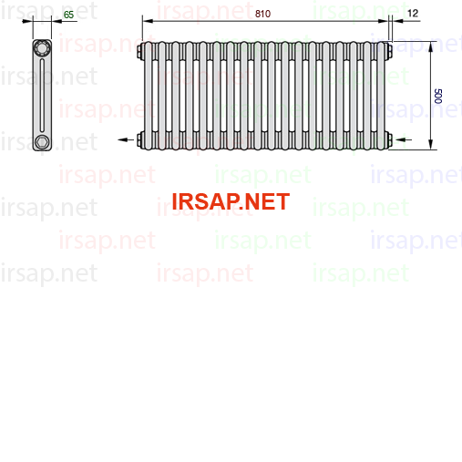 чертеж радиатора Irsap Tesi 20500-1820500-18-08-01